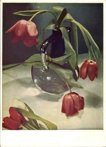 Ak Tulpen in der Blumenvase, Blumen