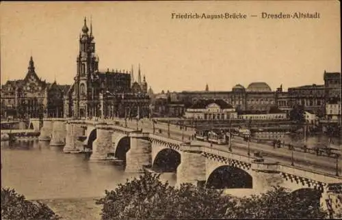 Ak Dresden Altstadt, Friedrich-August-Brücke