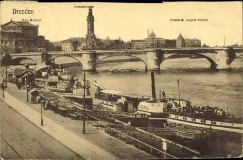 Ak Dresden, Friedrich August Brücke, Fernnetzwerk, Königliche Hofoper