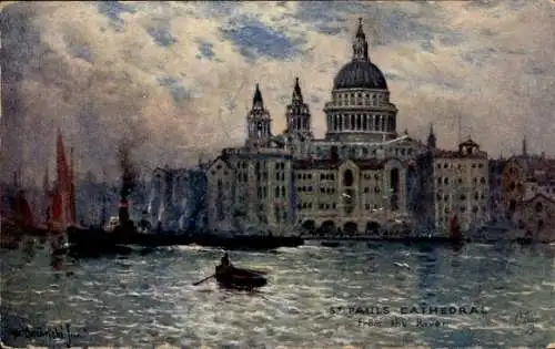 Künstler Ak London City, St. Pauls Cathedral from the river, Tuck 3584