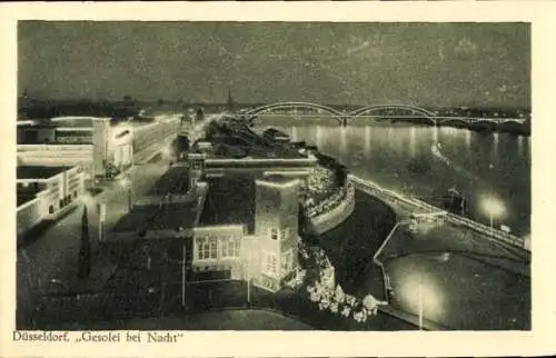 Ak Düsseldorf, Große Ausstellung 1926, Ausstellungsgelände bei Nacht