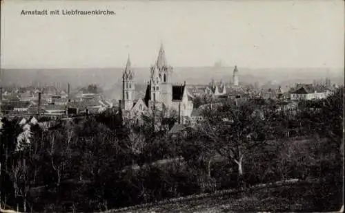 Ak Arnstadt in Thüringen, Gesamtansicht, Liebfrauenkirche