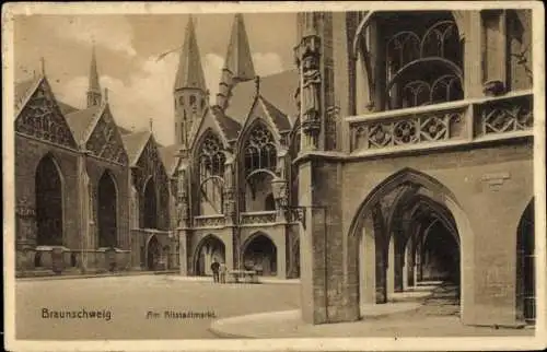 Ak Braunschweig in Niedersachsen, Altstadtmarkt