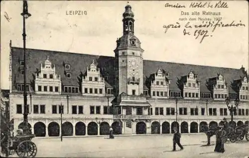 Ak Leipzig in Sachsen, Altes Rathaus nach dem Neubau 1907