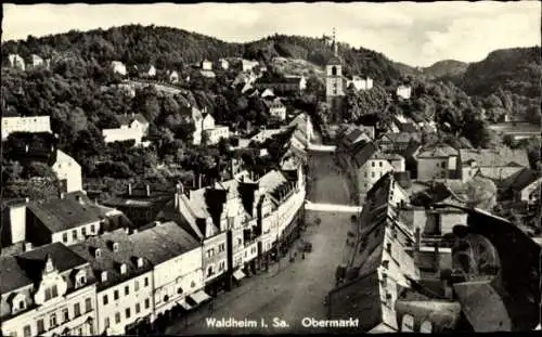 Ak Waldheim in Sachsen, Obermarkt, Vogelschau