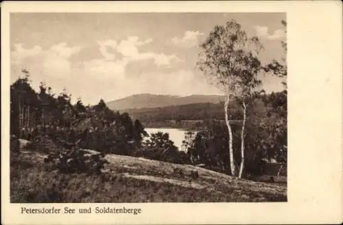 Ak Petersdorf Bad Saarow in der Mark, Petersdorfer See, Soldatenberge