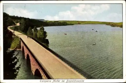 Ak Malter Dippoldiswalde im Osterzgebirge, Blick auf die Talsperre, Brücke