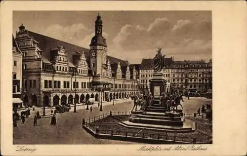 Ak Leipzig, Marktplatz mit Altem Rathaus