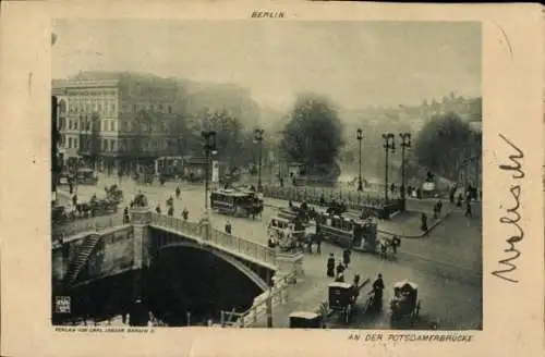 Ak Berlin Tiergarten,  Potsdamerbrücke, Straßenbahnen, Kutschen