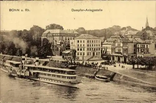 Ak Bonn am Rhein, Dampfer Anlegestelle