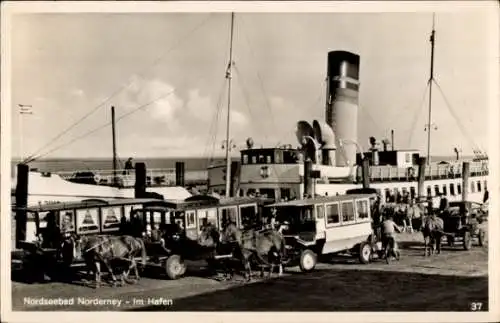 Ak Nordseebad Norderney Ostfriesland, Hafen, Kutsche