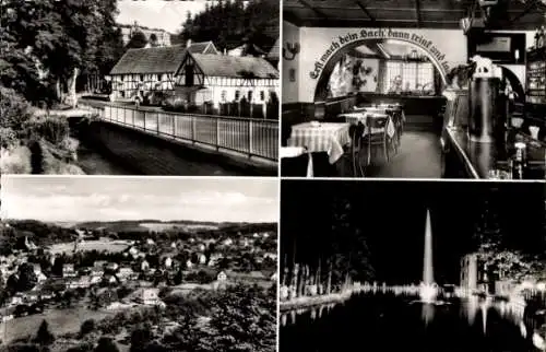 Ak Denklingen Reichshof Oberbergischer Kreis, Cafe-Restaurant Zum Felsenkeller, Springbrunnen