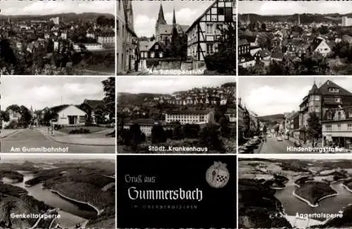Ak Gummersbach im Oberbergischen Kreis, städtisches Krankenhaus, Aggertalsperre, Genkeltalsperre