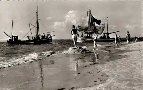 Ak Nordseebad Langeoog Ostfriesland, Fischerboote, Strand