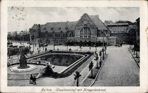 Ak Aachen, Hauptbahnhof, Kriegerdenkmal