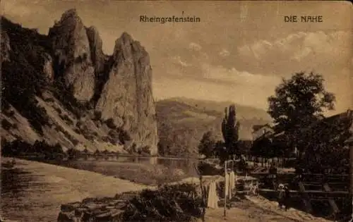 Ak Bad Münster am Stein Bad Kreuznach an der Nahe, Rheingrafenstein, Panorama