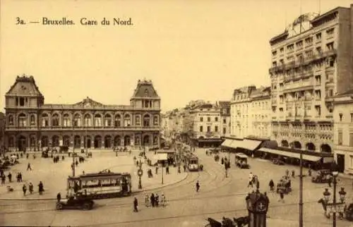 Ak Brüssel Brüssel, Gare du Nord, Straßenbahn