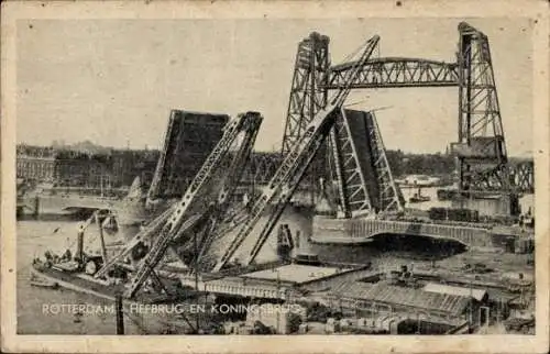 Ak Rotterdam Südholland Niederlande, Hefbrug und Koningsbrug