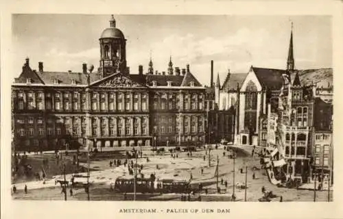 Ak Amsterdam Nordholland Niederlande, Palast auf dem Damm