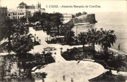 Ak Cádiz Andalucía, Alameda Marqués de Comillas