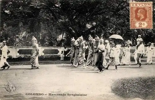 Ak Colombo Ceylon Sri Lanka, Mascarade Synghalaise