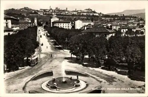 Ak Bergamo Alta Lombardia, Panorama dalla Stazione