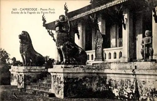 Ak Pnom Penh Kambodscha, Eingang zur Pagode