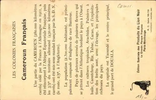 Landkarten Ak Yaounde Kamerun, Douala, Colonies Francaises