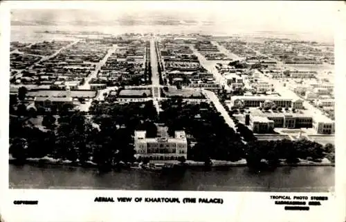 Ak Khartum Sudan, Fliegeraufnahme der Stadt mit Palast