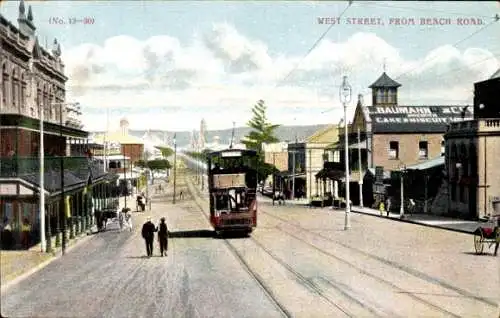 Ak Südafrika, Straßenbahn in Fahrt