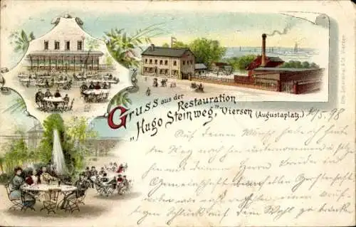 Litho Viersen in Nordrhein Westfalen, Augustaplatz, Restaurant Hugo Steinweg