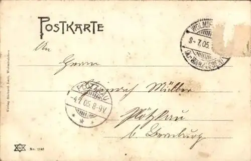 Ak Wolmirsleben im Salzlandkreis, Kaiser Wilhelm Denkmal, Chaussee