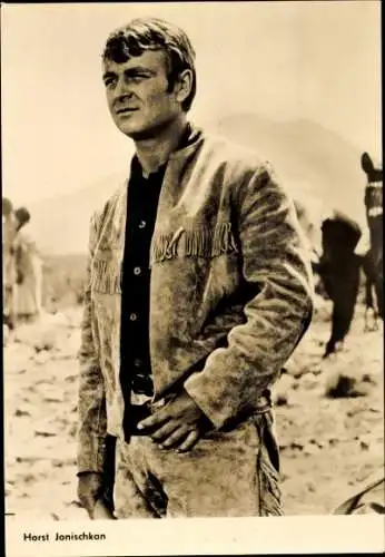 Ak Schauspieler Horst Jonischkan, Portrait, Cowboy, Defa, Wo der Zug nicht lange hält