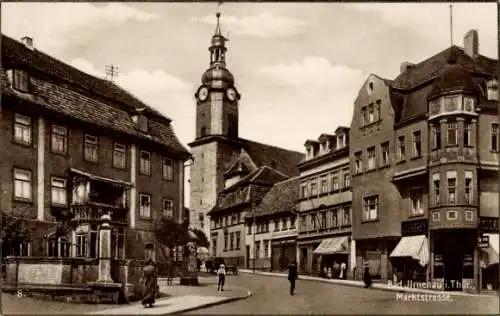 Ak Ilmenau Thüringen, Marktstraße, Turmuhr