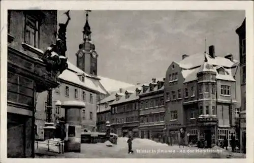 Ak Ilmenau in Thüringen, An der Marktstraße im Winter