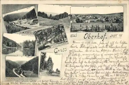 Ak Oberhof Thüringen, Bahnhof, Schweizerhütte, Silberteich, Schlossburg