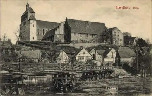 Ak Havelberg in Sachsen Anhalt, Blick zum Dom, Brücke