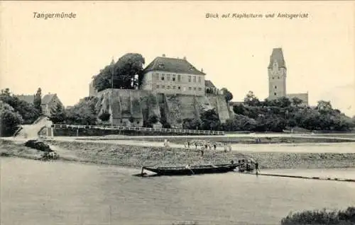 Ak Tangermünde an der Elbe, Kapitelturm und Amtsgericht