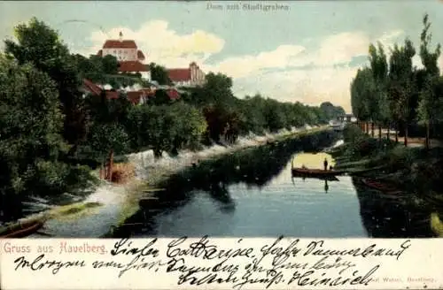 Ak Havelberg in Sachsen Anhalt, Dom mit Stadtgraben