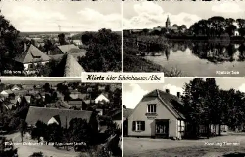 Ak Klietz an der Elbe, Blick vom Kirchturm, Klietzer See, Sandhauer Straße, Handlung Ziemann