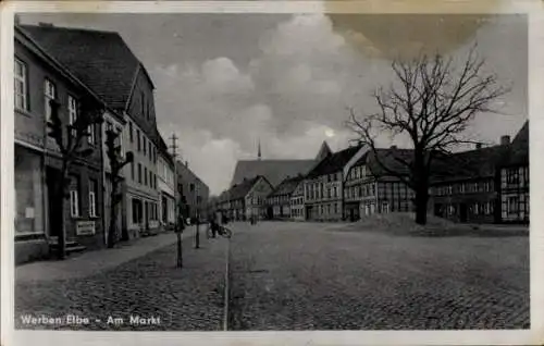 Ak Werben an der Elbe Altmark, Am Markt