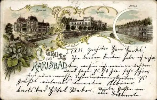 Ak Karlovy Vary Karlsbad Stadt, Kaiserbad, Kurhaus, Neubad