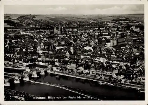 Ak Würzburg am Main Unterfranken, Blick von der Feste Marienberg