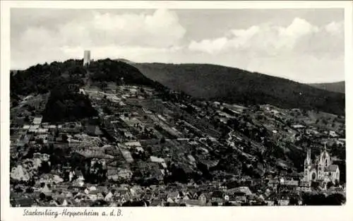 Ak Heppenheim an der Bergstraße, Starkenburg, Fliegeraufnahme