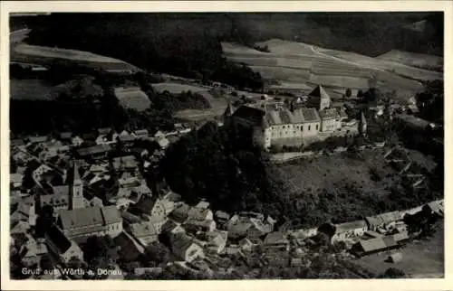 Ak Wörth an der Donau Oberpfalz Bayern, Fliegeraufnahme