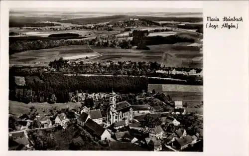 Ak Maria Steinbach Legau im Unterallgäu Schwaben, Fliegeraufnahme, Kirche