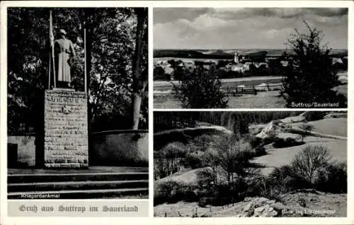 Ak Suttrop Warstein im Sauerland, Kriegerdenkmal, Lörmecketal