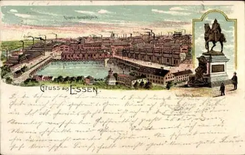 Ak Essen im Ruhrgebiet, Krupp's Gussstahlfabrik, Kaiser-Wilhelm-Denkmal