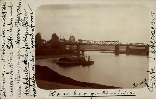 Foto Ak Homberg am Rhein Duisburg im Ruhrgebiet, Rheinbrücke