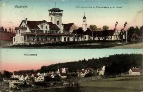 Ak Westheim bei Augsburg Neusäß in Schwaben, Villenkolonie, Wallfahrtskirche, Restauration